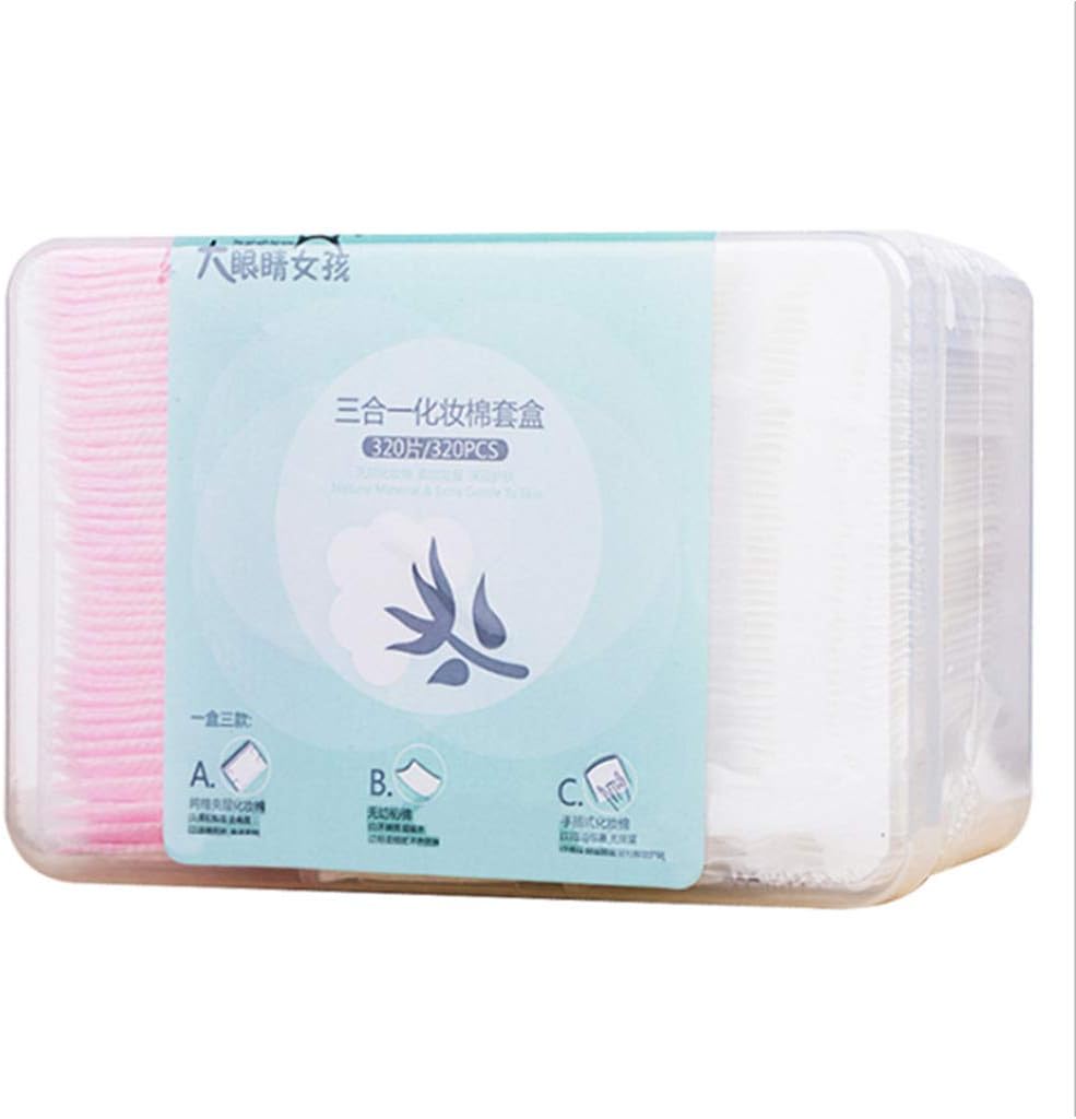 Shaoyanger 320Pcs/Box 3 In 1 Makeup Remover Cotton Pads Facial Cleaning Moisturizing Nail Polish Cosmetic Tissue