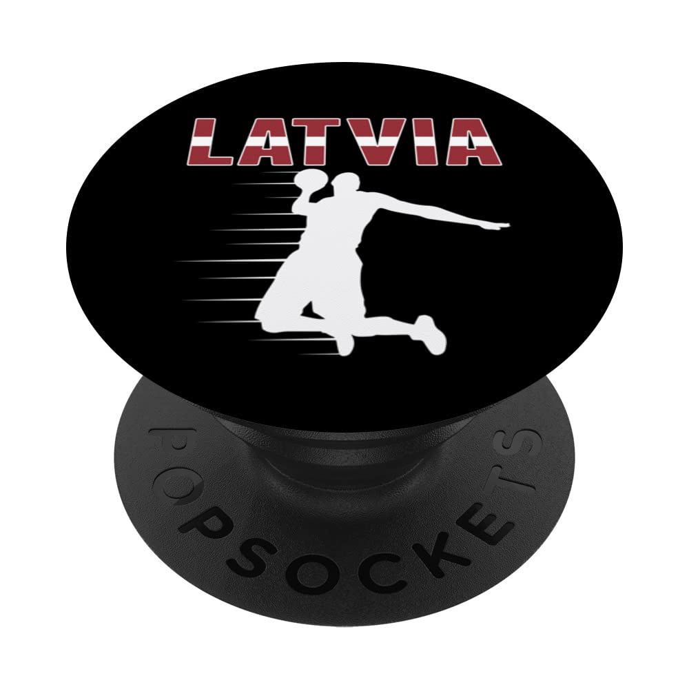 Latvia Basketball Fans Jersey - Latvian Flag Slam Dunk Sport PopSockets Swappable PopGrip