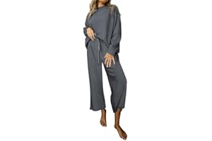 SHEWIN Women's 2 Piece Outfits Sweatsuit Casual Long Sleeve Pullover Tops and Drawstring Wide Leg Pants Lounge Sets