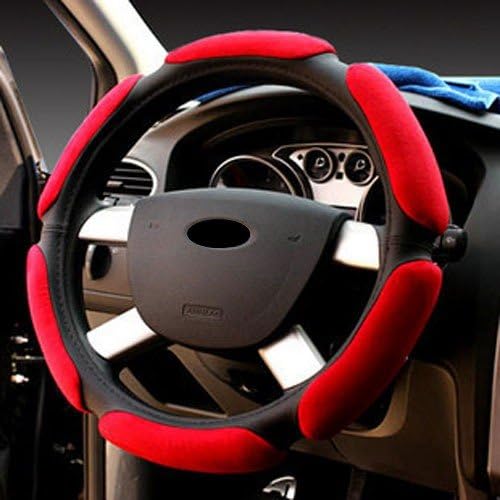 Generic Villus Car Steering Wheel Covers Anti Non-slip 15" (Diameter) Red