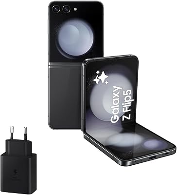 Galaxy Z Flip5, 512 GB + Cargador 45W - Teléfono Móvil Plegable con IA, Smartphone Android Libre, 8GB de RAM, Diseño Plegable, Gris (Versión Española)