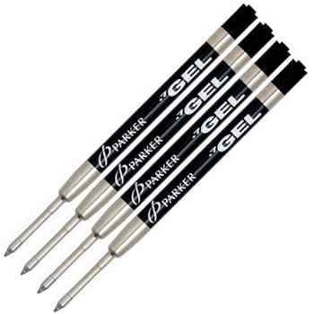Parker Gel Refill for Ballpoint Pens Medium Point Black Ink 4-Total refills