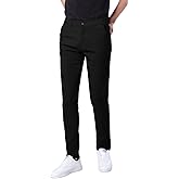 Plaid&Plain Men's Skinny Stretchy Khaki Pants Colored Pants Slim Fit Slacks Tapered Trousers