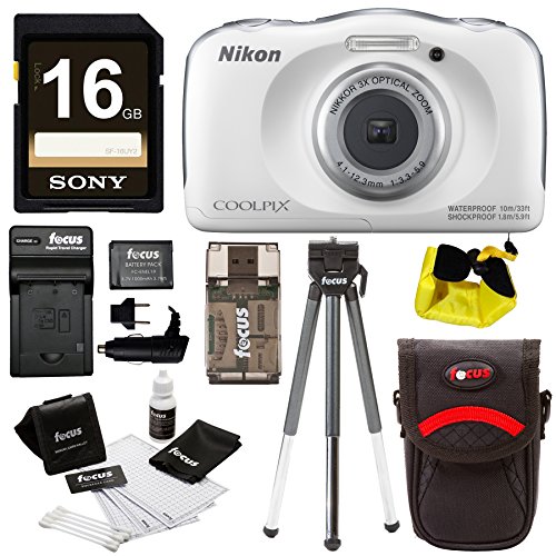 Nikon-COOLPIX-W100-Waterproof-Digital-Camera-White-with-16GB-Card-Battery-Floating-Strap-and-Bundle