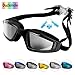 Duckmole Anti-Fog Swimming Goggles For Adult Men and Women With Mirrored Lens Black