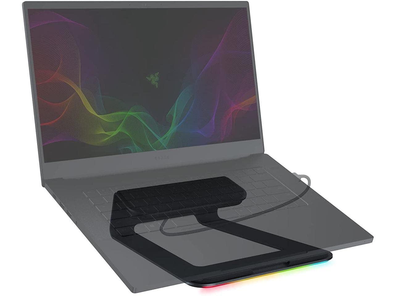 Razer Laptop Stand Chroma: 3-Port USB 3.0 Hub - Ergonomic Design - Anodized Aluminum Construction - Customizable Chroma RGB Lighting - Matte Black