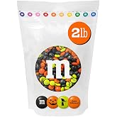 M&amp;M&rsquo;S WORLD Pre-Printed Halloween Candy - 2lbs of Bulk Candy in Resealable Pack for Halloween Party, Trick or Treat Favor, Halloween Dessert Decorations, Tasty Snacks for DIY Party