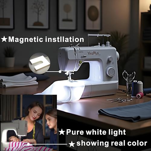 YinzPlus Value Pack Magnetic Sewing Machine Light I U Shape I Including Sewing Guide Threading Tool Sewing Clips High Brightness 6000K LED Lamp for Sewing Enthusiast