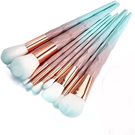 10PCS Diamond Makeup Brushes Set Green Macarons Color Facial Foundation Cosmetic Makeup Brush Kit