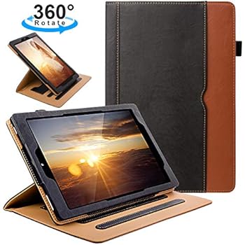 ZTOZ All New Kindle Fire HD 10 Tablet (9th/7th Generation,2019/2017 Released) Cover Case With Card Slots, 360 Degree Rotating Multi-Angle Viewing Stand Auto Sleep/Wake For Fire HD10 - Black/Brown