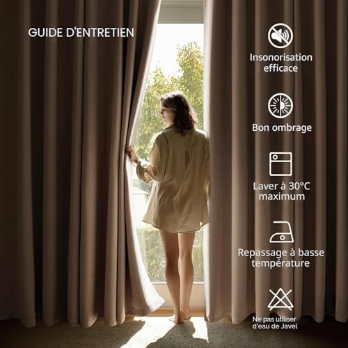 EMEMA Beige Blackout Curtain with Eyelets 140 x 225 cm Set of 2 Opaque Soft and Aesthetic Thermal Blackout Curtains for Living Room Modern Bedroom