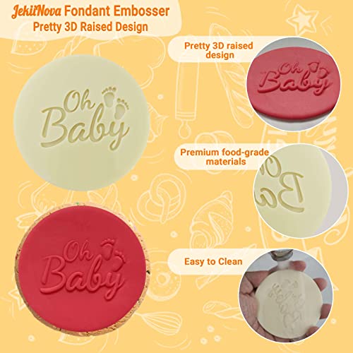 Oh Baby Fondant Embosser, Premium 3D Raised Design Cookie Stamp Yellow