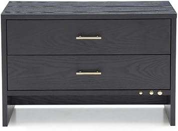 Amazon Com Limari Home The Izak Collection Modern Gray Ash Veneer Finish Wood Storage Nightstand With Brass Metal Accents 2 Drawers Gray Furniture Decor