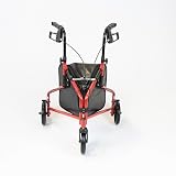 NRS Healthcare 3 Wheel Steel Rollator Walker Red with Bag, Adjustable Height view 6