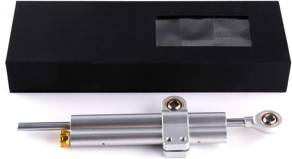 QQJK Universal Motorcycle Steering Damper Stabilizer For KTM Duke 200 Suzuki GSXR 600 Honda CBR 600 F4i GSR 750 ZX10R, Silver