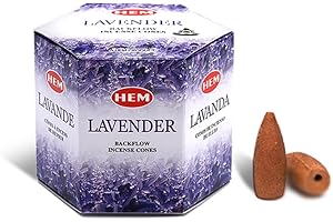 HEM Lavender Backflow Incense Cones – Pack of 40 Brown Cones | Long-Lasting Floral Aroma for Positivity, Relaxation & Sleep | Wood Powder Aromatherapy for Stress Relief & Air Purification