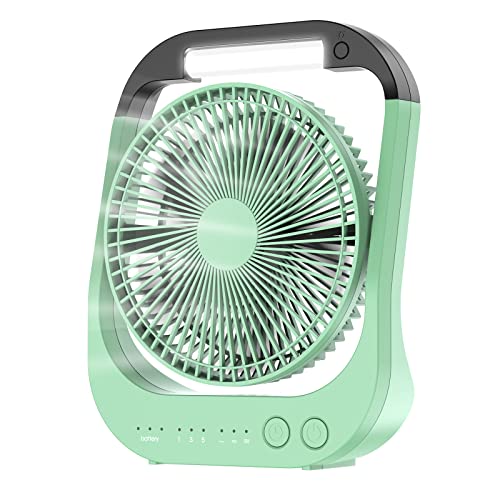 ATEngeus USB Fan, 10000 mAh Rechargeable Battery, 4 Speed, Camping Fan, 8 Inch, 180° Swivel, LED Light, Timer, Fan for Camping, Travelling