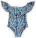 Mr.Seven Womens Ruffle Off-The-Shoulder One-Piece Swimsuit(XL, Blue)
