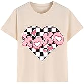 Toddler Girl Valentine's Shirts Cute Love Tshirts Cotton Short Sleeve 2-10 Years