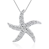LGSY 925 Sterling Silver CZ Starfish Pendant for Women, Design Hip Hop Charm for DIY Craft Necklace Jewelry Making