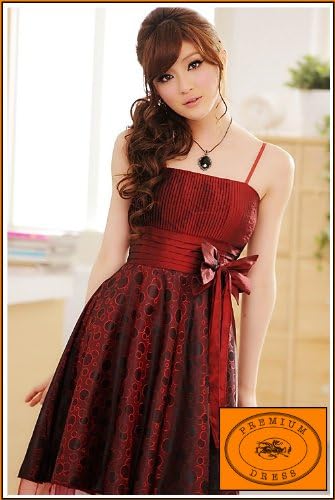 Amazon ポルカドッツワンピースパーティードレス ワインレッド ワンピース チュニック 通販