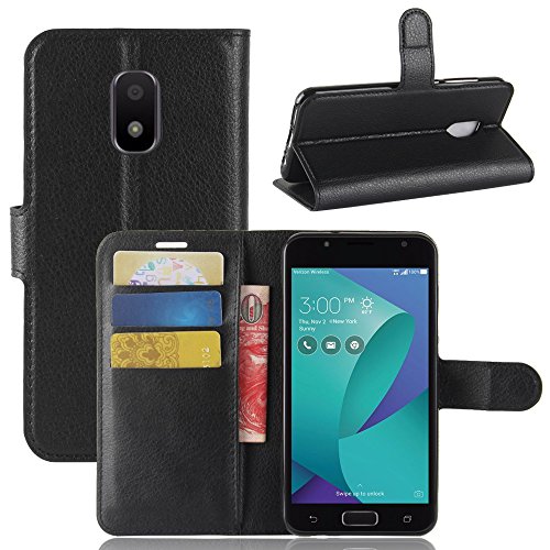 Asus ZenFone V Live Case, TopACE Leather Case with Hidden Magnetic Snap and Stand for Asus ZenFone V Live V500KL (Black)
