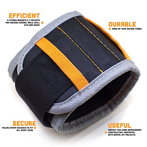 Stellar JAKEMY JM-X5 | 14.6 inch | Magnetic Wristband | 5 Strong Magnets 2 Pockets | Handyman Tool | Best DIY Gift - Thumbnail 4
