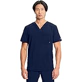 Cherokee Infinity Mens V-Neck Scrub Top Modern Fit, 3 Pockets, Rib-Knit Back Panels, Moisture-Wicking 360° Stretch – CK900A