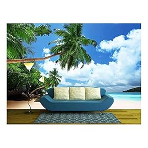 Beach on Mahe Island in Seychelles - Removable Wall Mural | Self-Adhesive Large Wallpaper - 66x96 inches