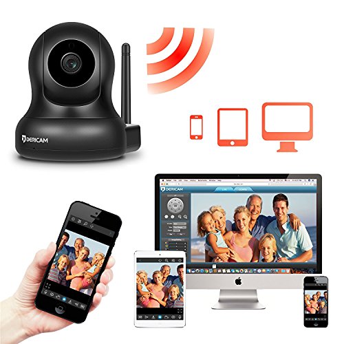 Dericam HD Home Security Camera, Wireless WiFi Camera with an additional 5db Powerful Antenna for Home monitor, Pan/Tilt Control, 4x Digital Zoom, Night Vision, Black - Thumbnail 4