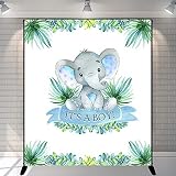 Mehofoto Boy Elephant Baby Shower Backdrop It's A Boy Peanut Baby Shower Background 5x6ft Vinyl Elephant Baby Shower Party Banner Decoration