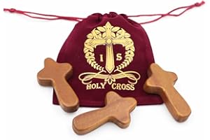 IS Holy Cross 3 Pack Hand Cross, Olive Wood Handmade Crafts Art, 2.4" Small Wooden Praying, Religious Gift (3pcs) - HC04, Woo