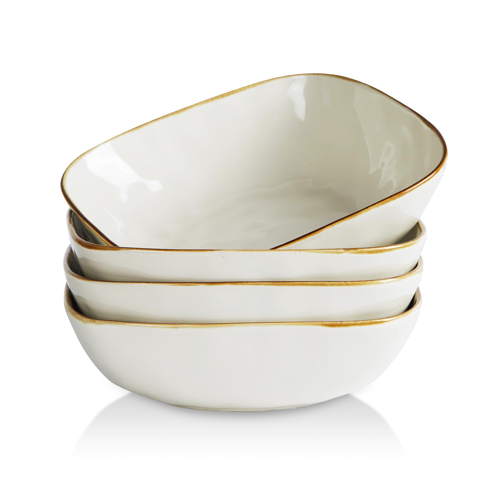 famiware Large Pasta Bowls Set of 4, Ocean Square 8" Bowls, Pasta ...