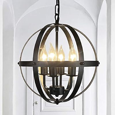 Vintage Farmhouse Chandelier Hanging Lighting E12 Base-Matte Black