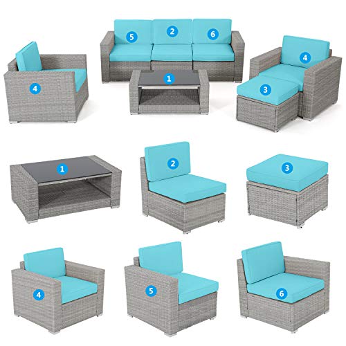 Tribesigns 7 Piece Patio Sofa PE Wicker Rattan Sectional Sofa Set Patio
