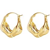 18k Gold Hoop Earrings for Women Creative and Fashionable Gold Earrings Chunky Hoop Earrings for Women