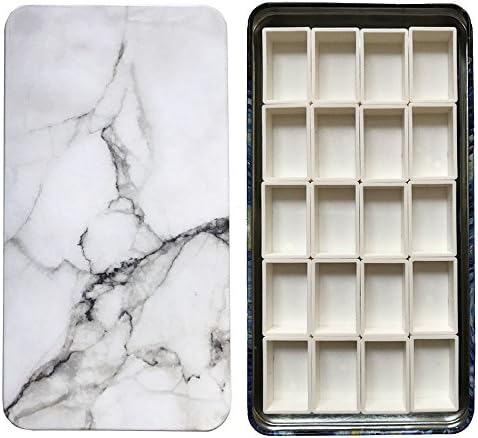 HOME AID Artist Empty 20 Pcs Whole/Full Pans for Watercolor Gouache Paint with Travel Tin Palette Plastic Refill
