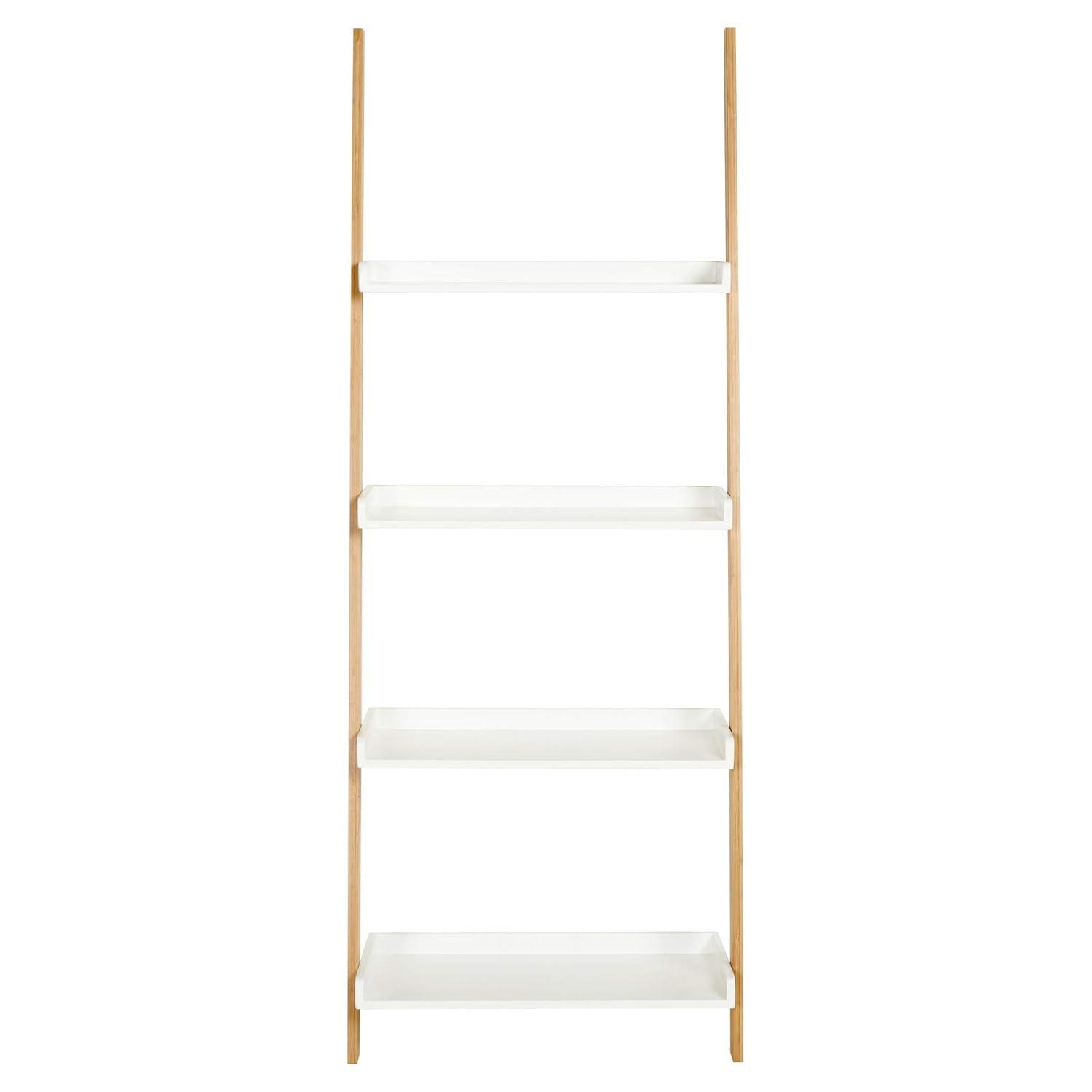 Hartleys White & Bamboo 4 Tier Ladder Shelf Home & Garden Store Bookcases