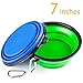 IDEGG Portable Silicone Pet Bowl, 7 Inches, Foldable Expandable Water Feeding Travel Bowl Cup Dish for Pet Dog Cat and Small Animals (Set of 2,Blue+Green)