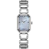 ADSBIAOYE Silver Watch for Women Fashion Rectangle Bracelet Watch with Dainty Stainless Steel Band Vintage Ladies Quartz Wrist Watches for Gift