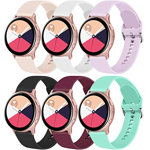 6 Pack Sport Bands for Samsung Galaxy Watch Active 2 40mm 44mm & Active 40mm & Galaxy Watch 3 41mm & Galaxy Watch 42mm…