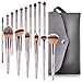 ITME 16Pcs Makeup Brushes with Purse, Upgraded Premium Professional Makeup Synthetic Brushes Sets for Foundation Blending Blush Eye Shadows Brushes (Rose Gold Champagne with Purse)