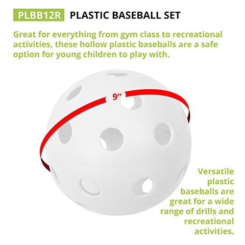 Champion Sports White Plastic Baseballs Hollow Balls for Sport