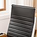 BELLEZE Minimalist Ribbed Executive Office Chair with Arms, High Back Soft Faux Leather Conference Task, Adjustable Height & Swivel Wheels - Aria (Black)