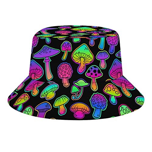 Aniruddha Colorful Mushrooms Bucket Hat for Women Men Summer Sun Hat Bucket Hat, Summer Travel Beach