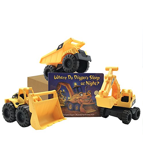 CAT Toy Trucks & Where Do Diggers Sleep At Night? Book Set by Growing Hero