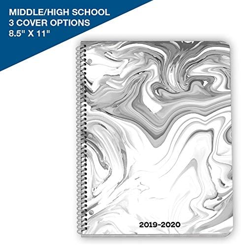Dated Middle or High School Student Planner 2019-2020 Academic Year, 8.5x11 inch Matrix Style Datebook with Sagamore Marble Cover