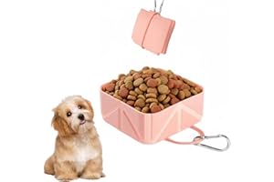 ITISMUNGO Collapsible Dog Bowl– Portable Silicone Pet Travel Bowl for Dogs & Cats, Foldable Travel Dog Dish, Foldable Food and Water Bowl for Outdoor Walking, Hiking, Camping(Pink)