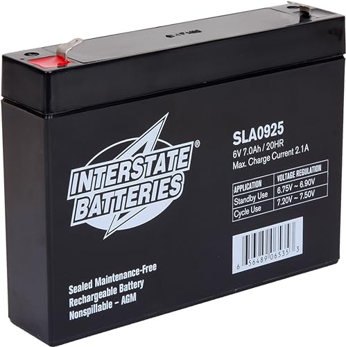 Interstate Batteries 6V 7Ah Battery (F1 Terminal) SLA AGM VRLA Rechargeable Rep…