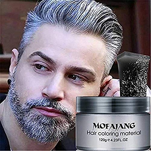 MOFAJANG Unisex Hair Color Dye Wax Styling Cream Mud, Natural Hairstyle Pomade, Temporary Hair Dye Wax for Party, Cosplay & Halloween, 4.23 oz (Silver Gray)